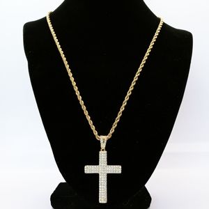 14kt gold filled rope with iced cross pendant